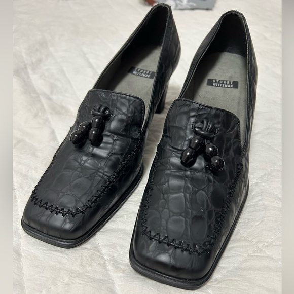 Stuart Weitzman Shoes - Stuart Weitzman black moccasins heel loafers. 6W70217 size 6B
